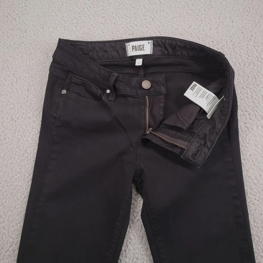 PAIGE Jeans Size 27 Skyline Straight Low Rise Black Stretch Denim 27x33